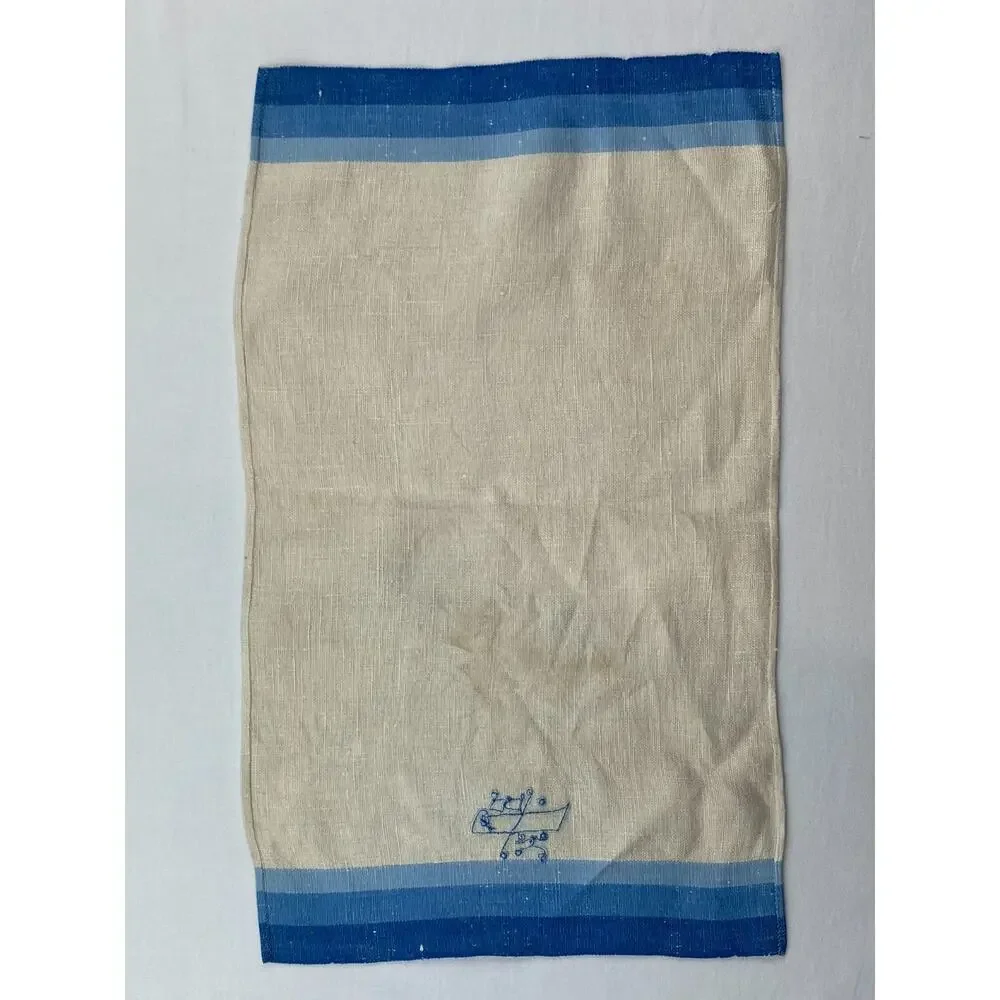 VTG Linen Placemats BDK Monogram Initials Embroidered Selvedge Off White 10x18